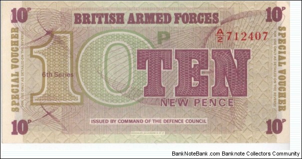 British Armed Forces 10 New Pence 6th Series Banknote