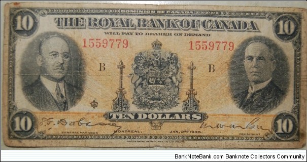 The Royal Bank of Canada Ten Dollar Banknote Banknote