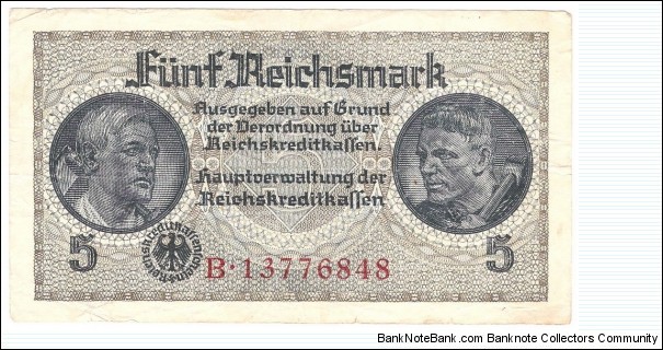 5 Reichsmark/german occupied territory(Third Reich 1939-1945) Banknote