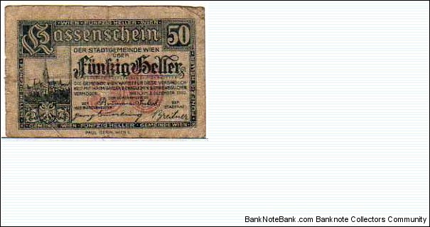 *NOTGELD*__50 Heller__pk# NL__03.12.1920__Wien Banknote