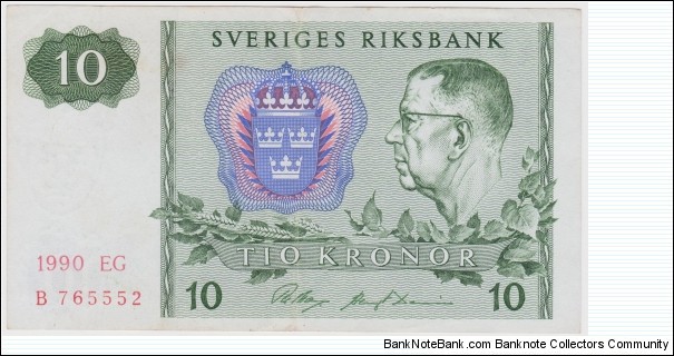 1990 Sweden 10 Krona Banknote