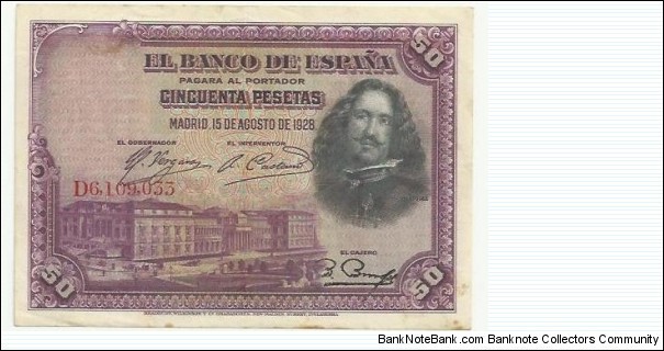 Spain Banknotes 50 Pesetas 1928 Banknote