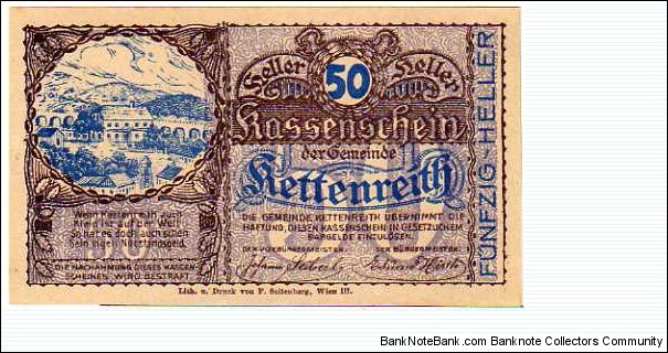 *NOTGELD*__50 Heller__pk# NL__Kettenreith Banknote