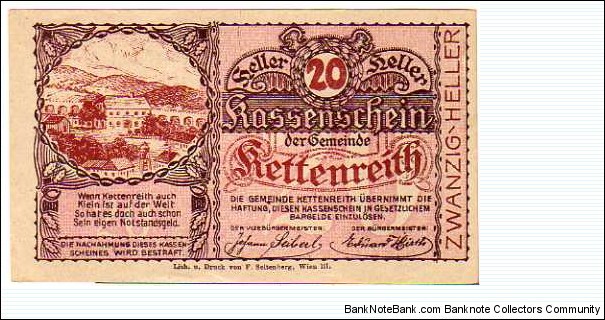 *NOTGELD*__20 Heller__pk# NL__Kettenreith 		 Banknote