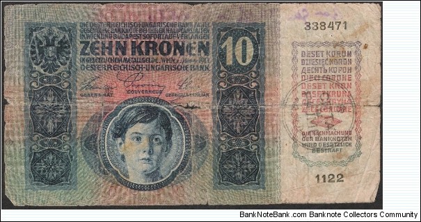 Fiume PS108c 10 kronen 1915 (1921) Banknote