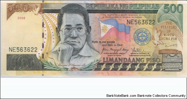 500 Pesos under Gloria Macapagal Arroyo Administration,Multiple Error - Shifted Security Thread (should be on the right side, shifted to the left) shift lead to NO WATERMARK Banknote
