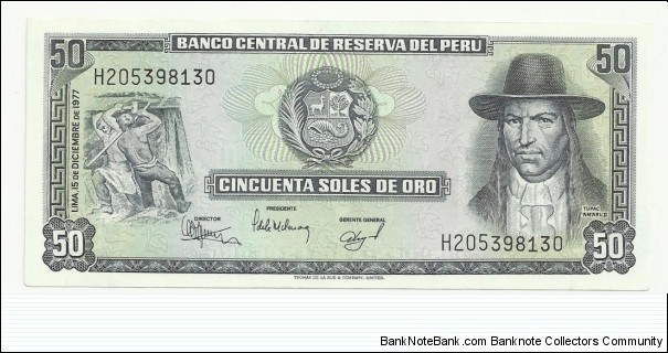 Peru 50 Soles 1977 Banknote