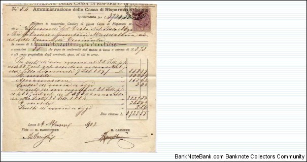 *Kingdom of Italy*__Lire 3723,55 Centesimi__pk# NL__10.03.1902__Receipt 