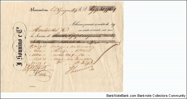 *Kingdom of Egypt*__Cheque__50'776,09 Egyptian Piastres__12.06.1849__Alexandria__