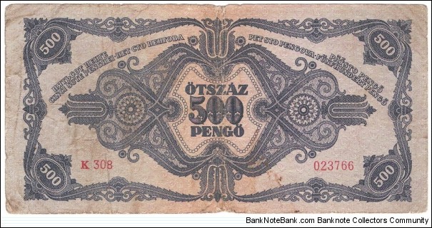 Banknote from Hungary year 1945