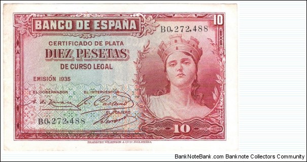 10 Pesetas(1935) Banknote