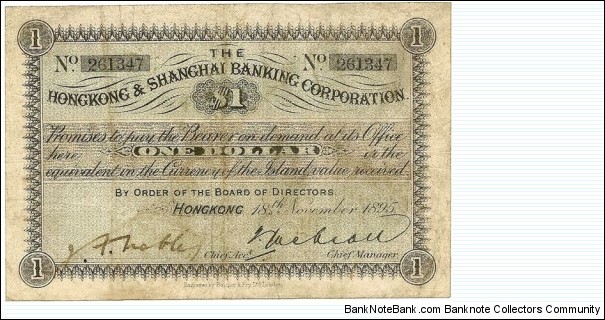 Hong Kong & Shanghai Banking Corp HSBC $1 Banknote