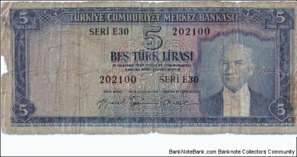 5 Lira Banknote