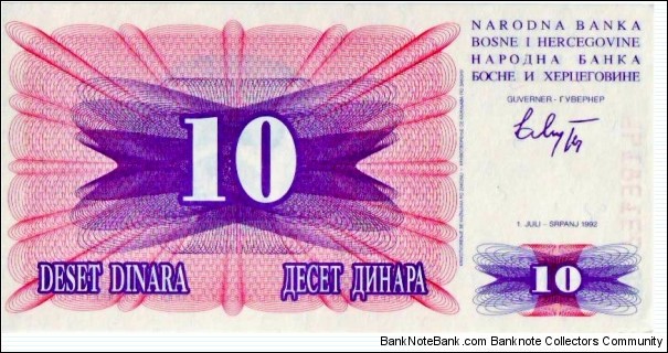 Banknote from Bosnia year 1992