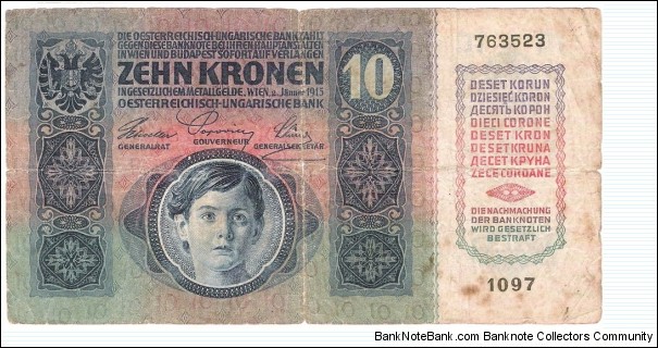 10 Kronen/Korona- Austro/Hungarian Empire 1915 Banknote