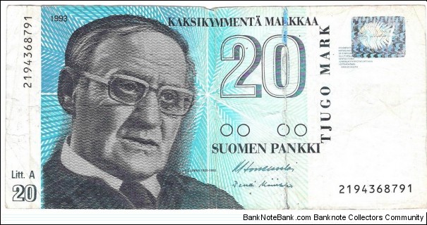 20 Markkaa Banknote