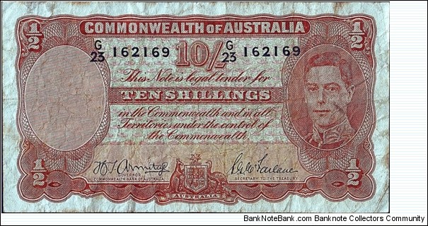 Australia N.D. 10 Shillings (1/2 Pound). Banknote