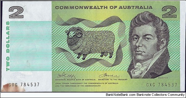 Australia N.D. 2 Dollars.

Cut wrongly at both ends in error. Banknote