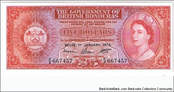 5$ BRITISH HONDURAS Banknote