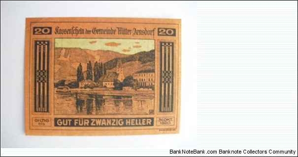 AUSTRIA NOTGELD 20 HELLER Banknote