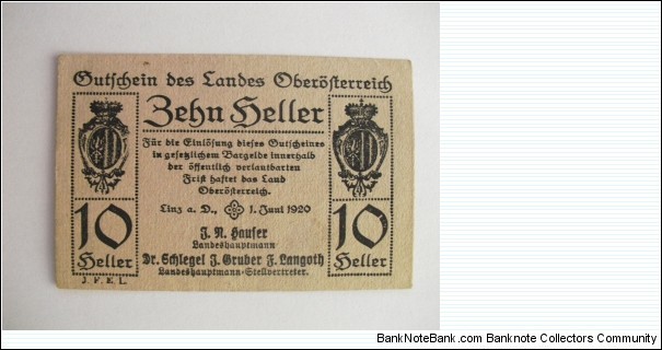 AUSTRIA NOTGELD 10 HELLER Banknote