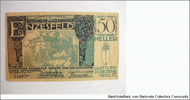 AUSTRIAN NOTGELD 50 HELLER Banknote