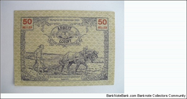 AUSTRIAN NOTGELD 50 HELLER Banknote