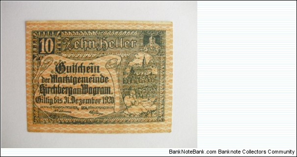 AUSTRIAN NOTGELD 10 HELLER Banknote