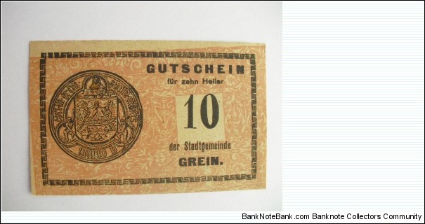 AUSTRIAN NOTGELD 10 HELLER Banknote