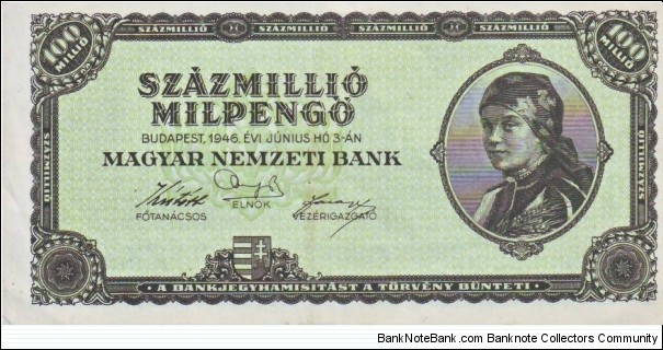 100 Million Milpengö Banknote
