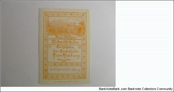 Austrian notgeld. Year: 1920. Value: 10 heller.  Banknote