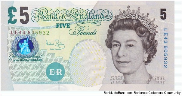 United Kingdom P391c (5 pounds 2004) Banknote