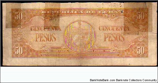 Banknote from Cuba year 1950