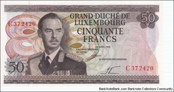 Luxembourg P55a (50 francs 25/8-1972) Banknote