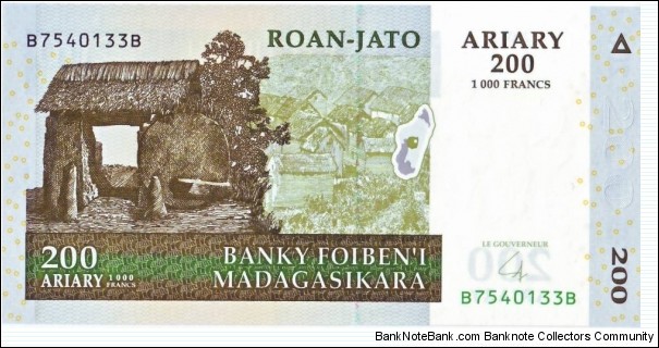 200 Ariary - 1000 Francs Banknote