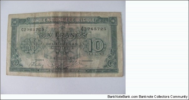 Banknote from Belgium year 1943