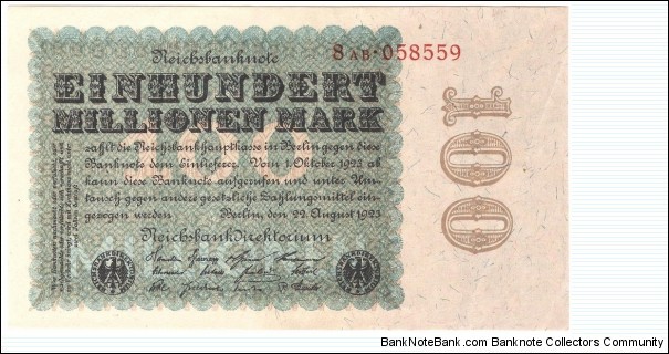 100.000.000 Mark (Weimar Republic) Banknote