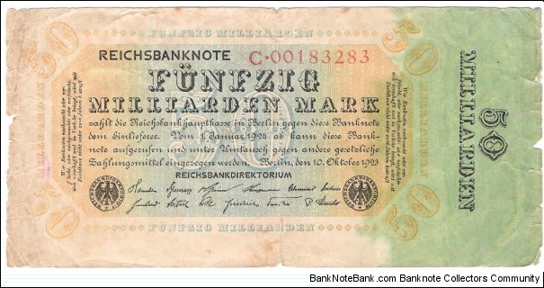 50.000.000.000 Mark (Weimar Republic) Banknote