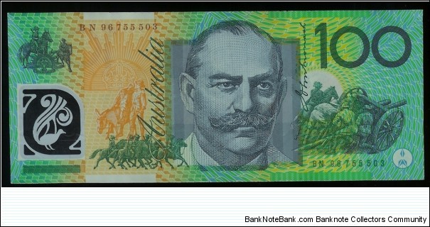 1997 $100 polymer Test Notes. BN96 (First prefix of the 'B' series) & BZ96 (Last prefix of the 'B' series). Banknote