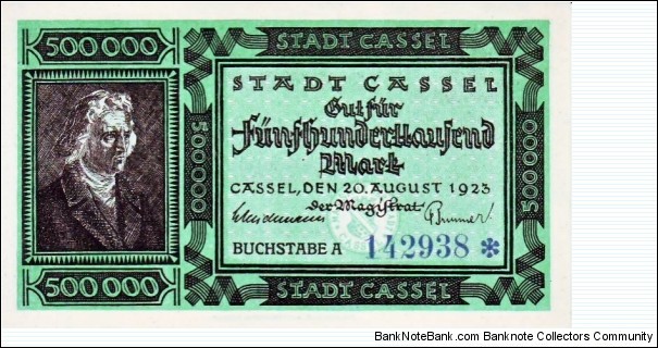 Stadt Cassel 500.000 Mark Notgeld Banknote
