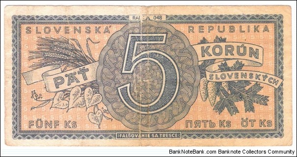 Banknote from Slovakia year 1945