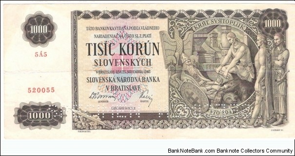 1000 Korun(1940) Banknote