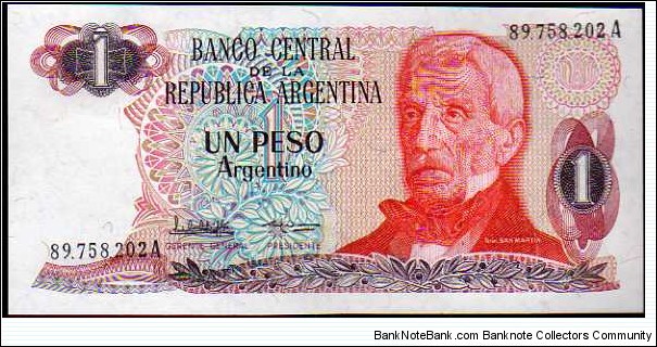 1 Peso Argentino__pk# 311 a__sign. 2__series A__1983-1984 Banknote