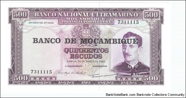 500 Escudos(overprinted in 1976) Banknote