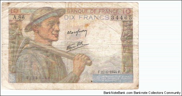 10 Francs(1944) Banknote