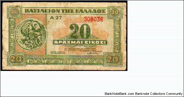 20 Drachmai__pk# 315__06.04.1940 Banknote