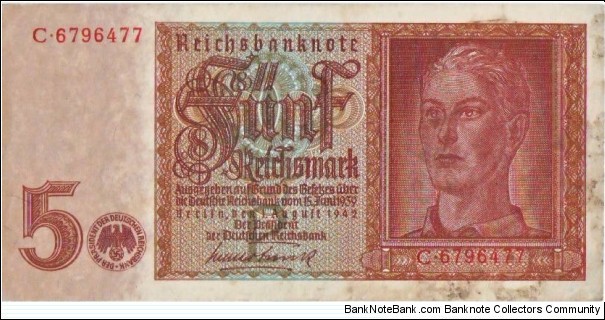 5 Reichsmark (3rd Reich) Banknote