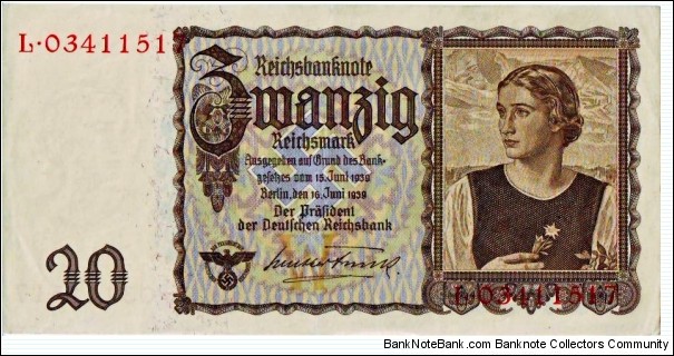 20 Reichsmark (3rd Reich) Banknote