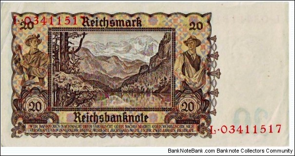 Banknote from Germany year 1939