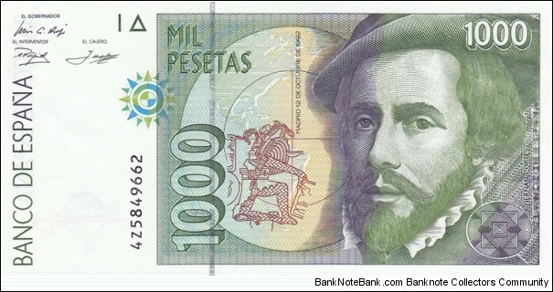 Spain P163 (1000 pesetas 12/10-1992) Banknote